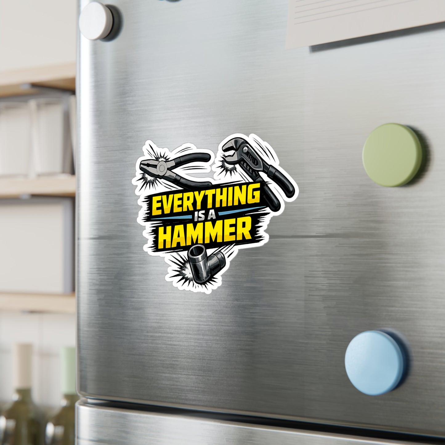 Electrician Sticker “Everything Is a Hammer” Funny Vinyl Waterproof Decals for Laptop, Water Bottle Cable Wire Stripper Theme