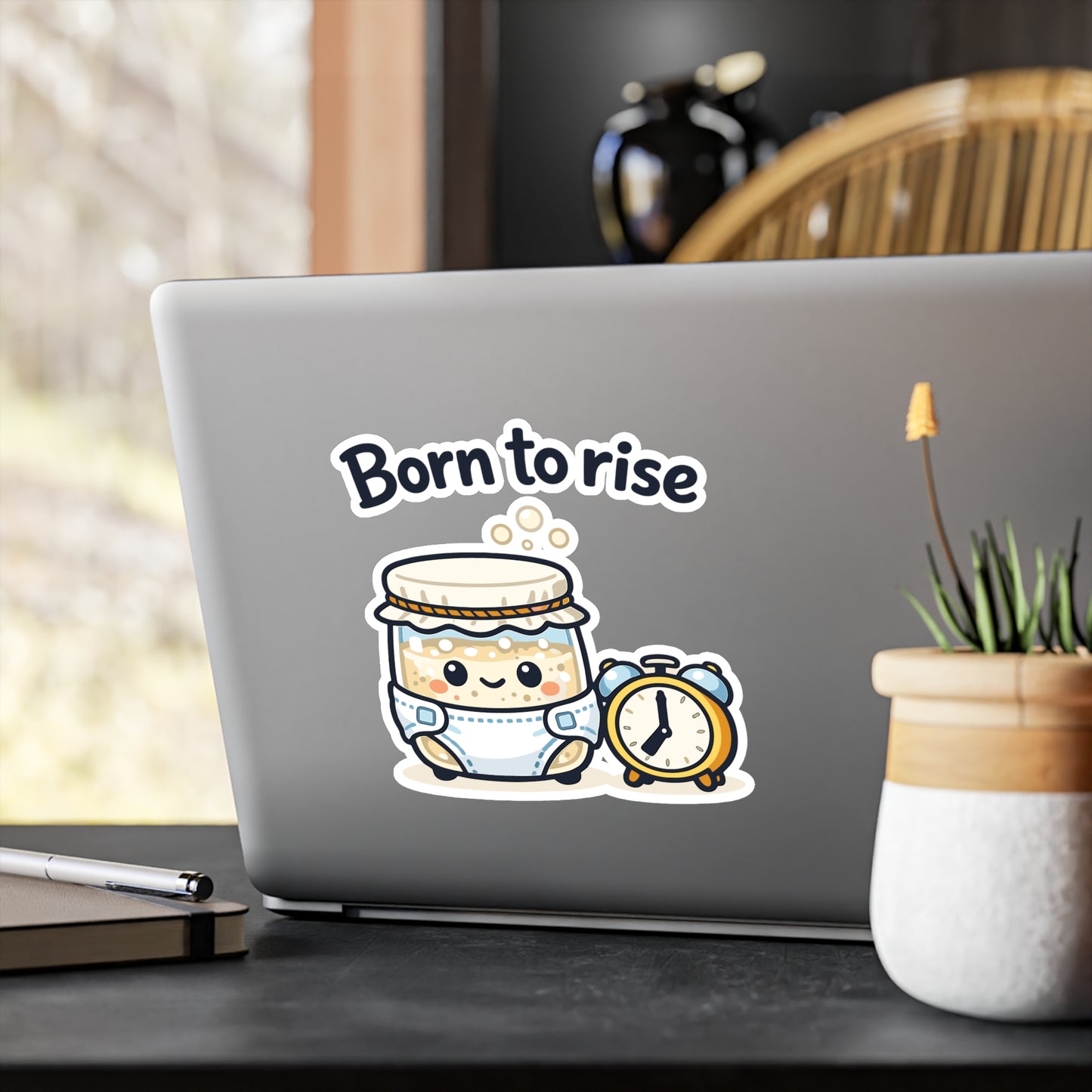 Baking Sticker Born to Rise Sourdough Baker Design – Waterproof Vinyl Decals for Laptop, Water Bottle, Fun Not Soggy