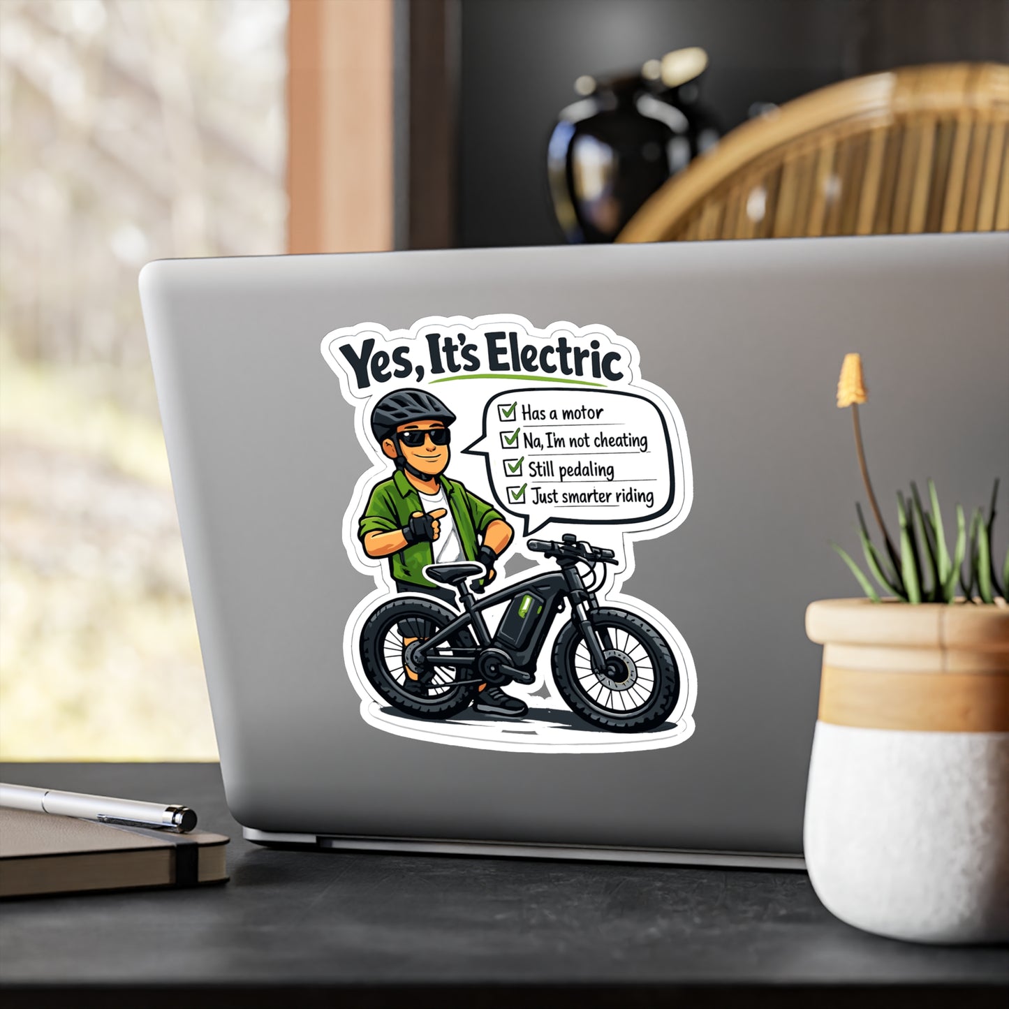 E-Bike Sticker Yes, It’s Electric - Waterproof Vinyl Decals for Electric Bike, Laptop, Water Bottle, eCycling e Cyclist