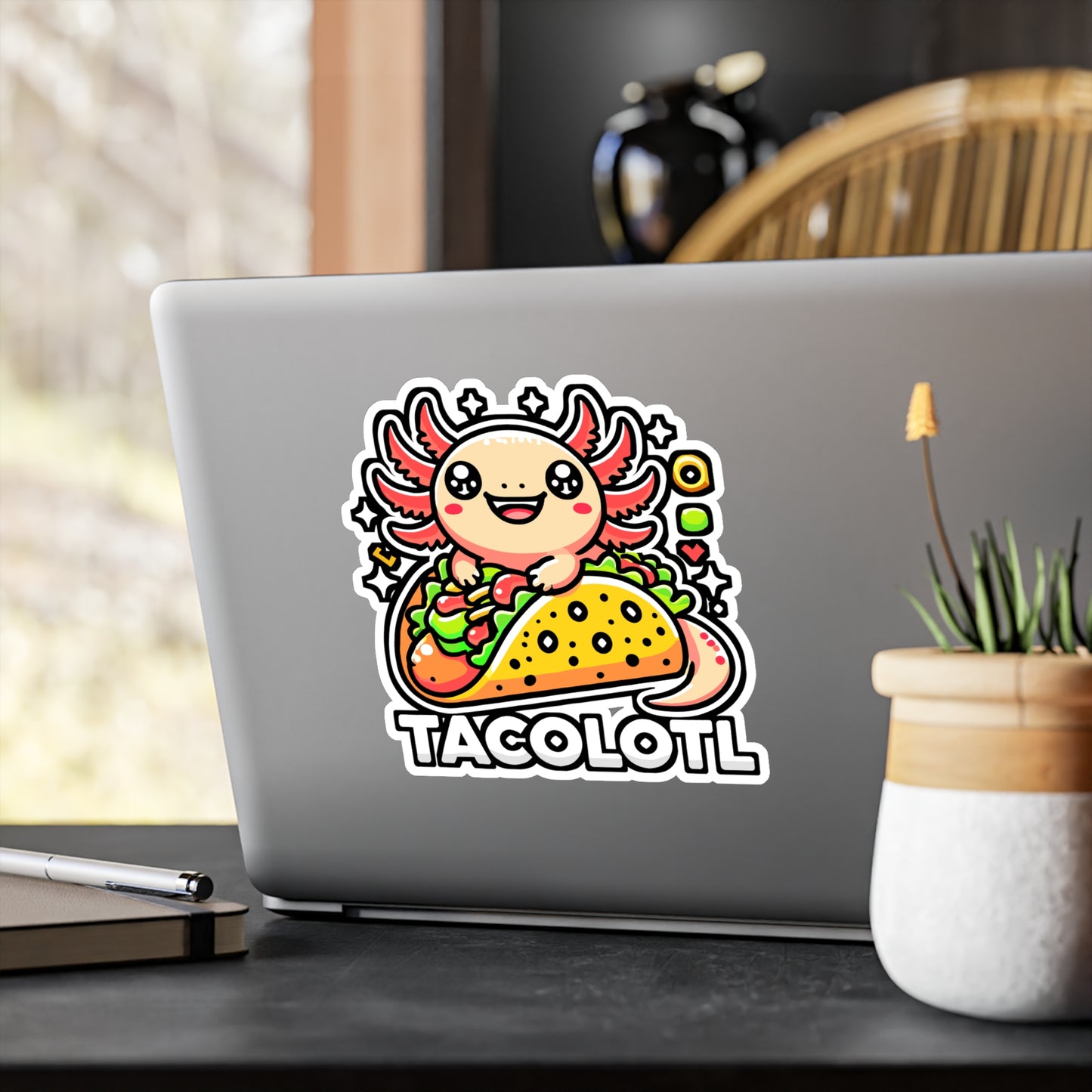 Tacolotl – Tacos Vinyl Decal for Car, Laptop, or Water Bottle | Mexican Foodie Gift, Funny Taco Sticker