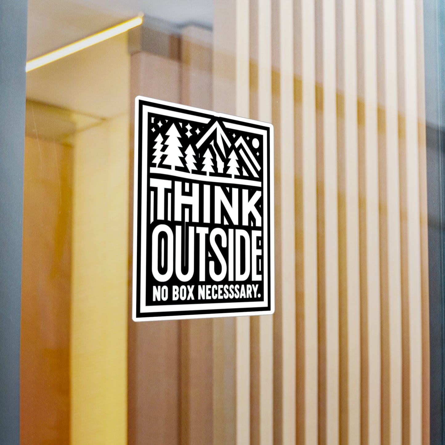 Think outside. No box necessary - Hiking Sticker for Laptop Sticker. Water Bottle Sticker, Vinyl Hiker Decal - Hiking Gift