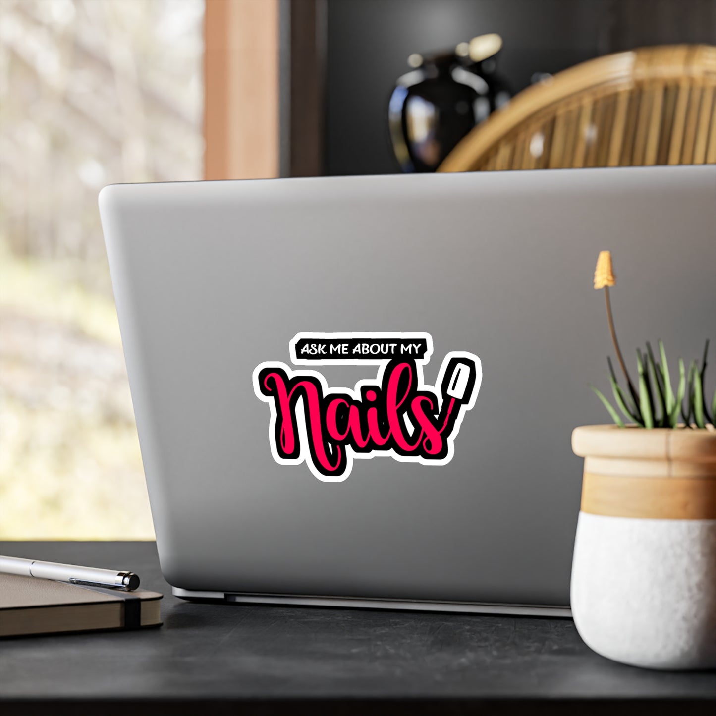 Ask me about my nails - Nails Sticker for Car Window Laptop Sticker. Water Bottle Sticker, Vinyl Nailtech Decal, Nail Sticker - Nails Gift