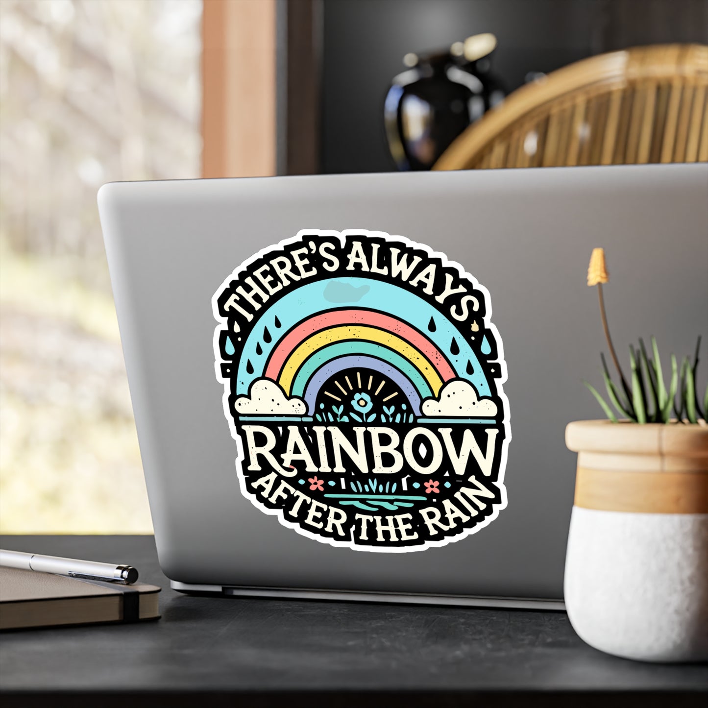 There’s Always a Rainbow After the Rain - Positivity Sticker for Laptop Sticker. Water Bottle Sticker, Vinyl Optimism Decal - Positivity Gift