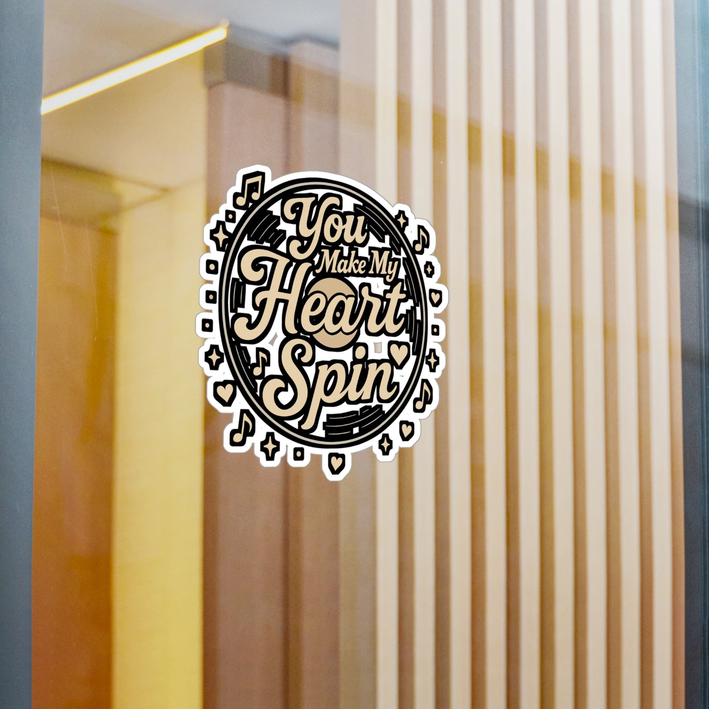 You Make My Heart Spin – Vinyl Record Sticker for Laptop or Water Bottle | Music Lover Gift, Retro Album Decal