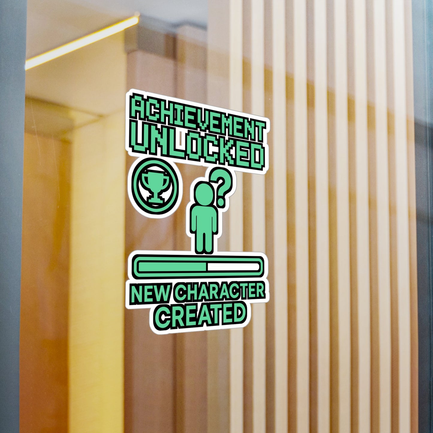 Achievement Sticker – Unlocked New Character Created Decals, Vinyl Waterproof Decor for Laptop, Water Bottle