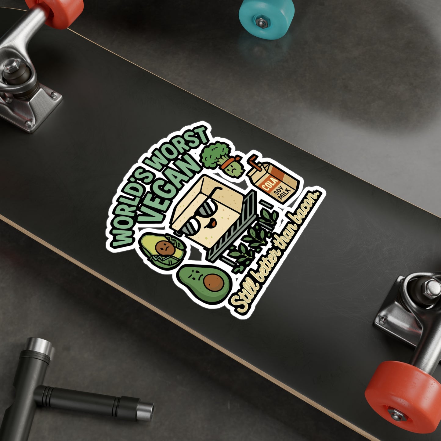 Vegan Sticker – "World's Worst Vegan" Funny Decals for Laptop, Water Bottle, Vegetarian Carnivore Gift, Waterproof Vinyl