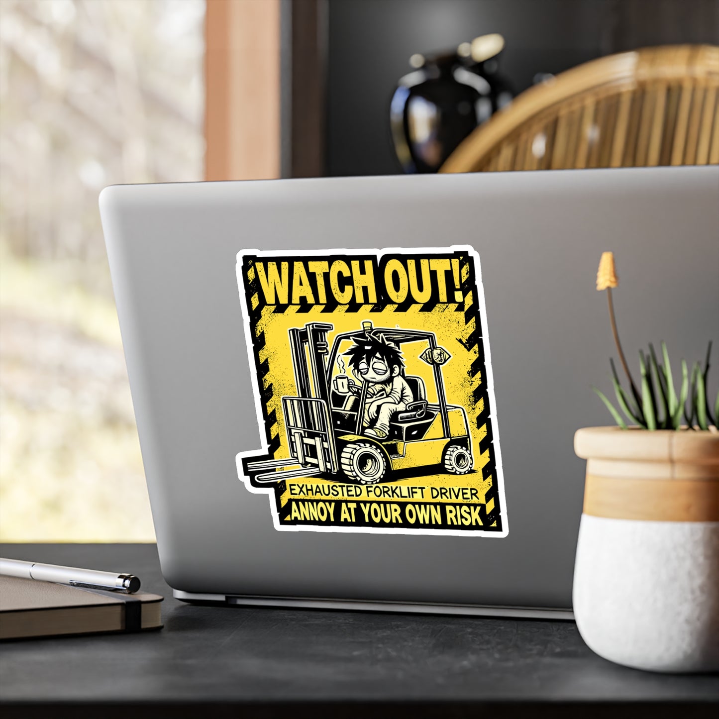 Watch Out Exhausted Forklift Driver Annoy At Your Own Risk - Forklift driver Sticker for Laptop Sticker. Water Bottle Sticker, Vinyl Warehouse Decal - Forklift driver Gift