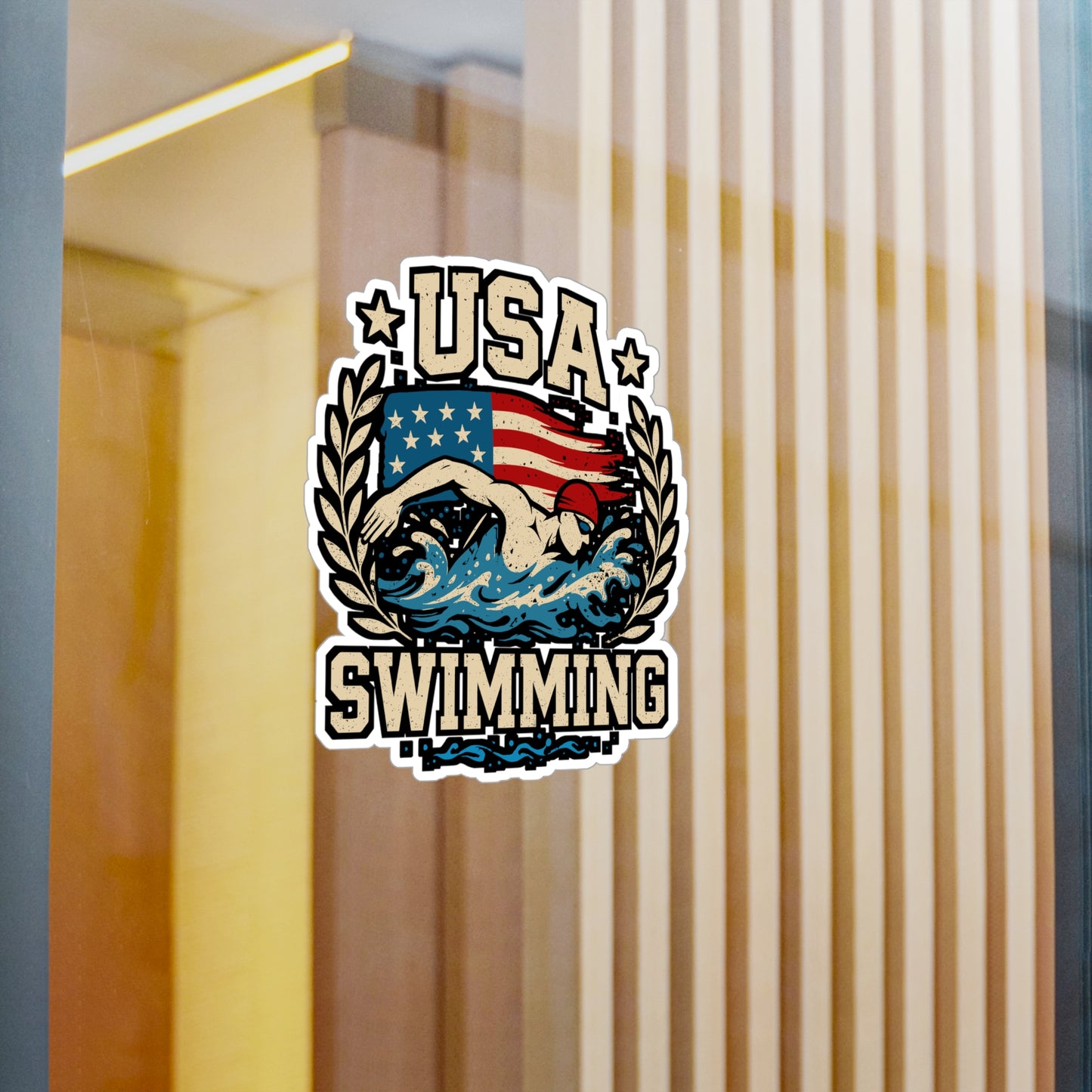 USA Swimming - Swimming Sticker for Laptop, Water Bottle - Gift for Swimmers, Swim Team, Athletes
