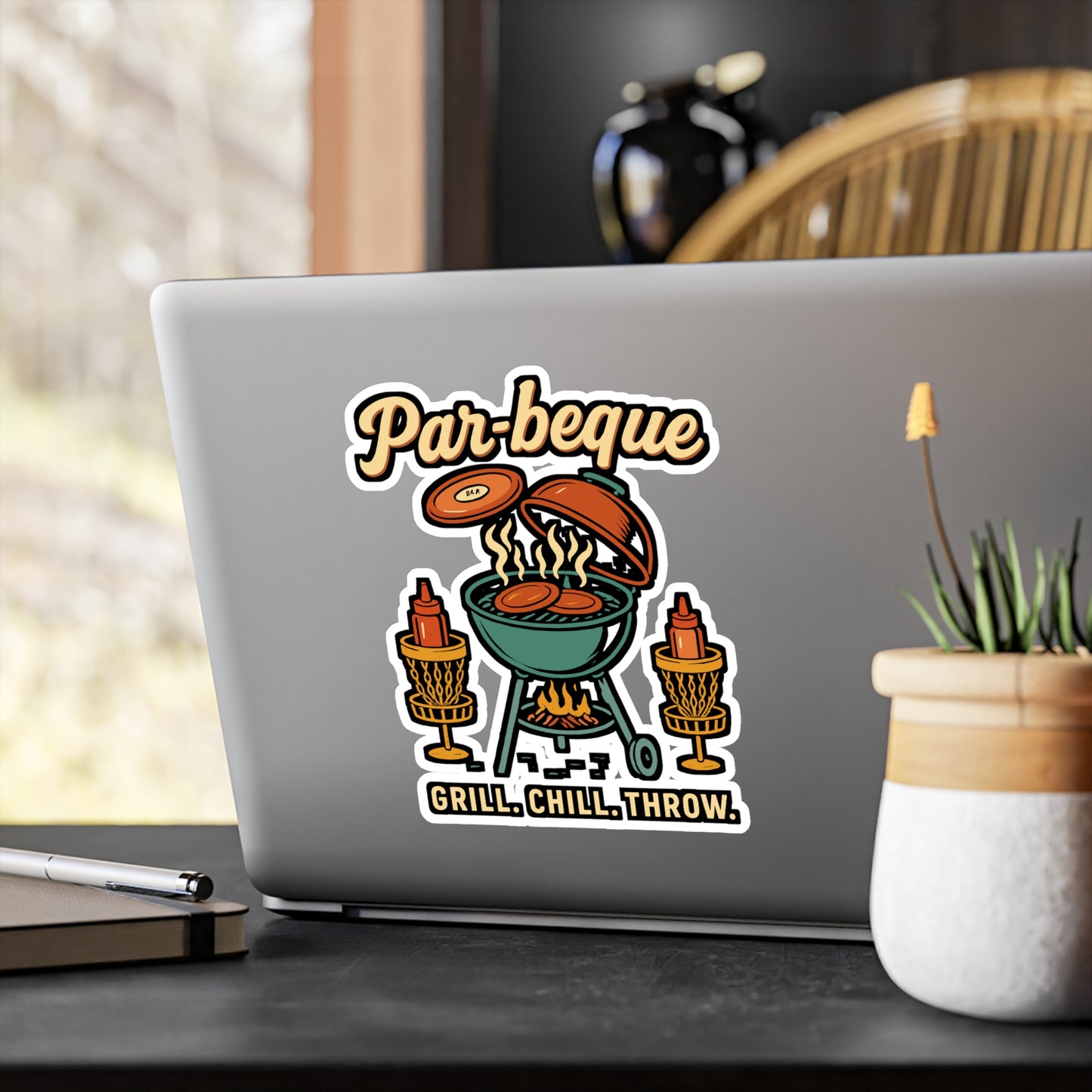 Disc Golf Sticker – "Par Beque" Vinyl Decals for Frisbee Player, Outdoors Waterproof Decor for Laptop, Water Bottle