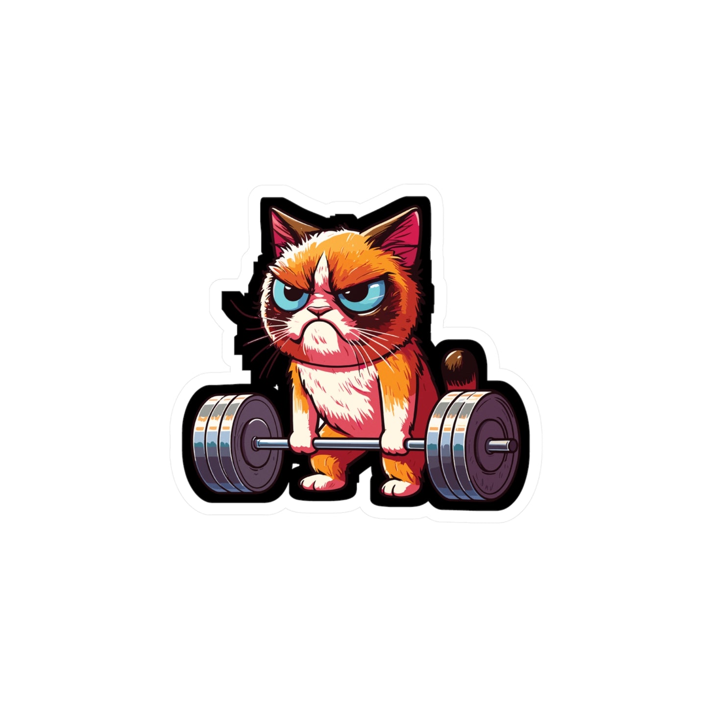 Deadlift Cat Bodybuilding - Weightlifting Sticker for Laptop Sticker. Water Bottle Sticker, Vinyl Muscles Decal - Weightlifting Gift