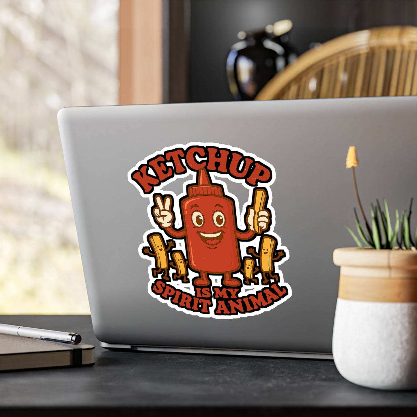 Ketchup Is My Spirit Animal - Ketchup Sticker for Laptop, Water Bottle, Funny Food Lover Gift, Cute Decal for Teens and Adults