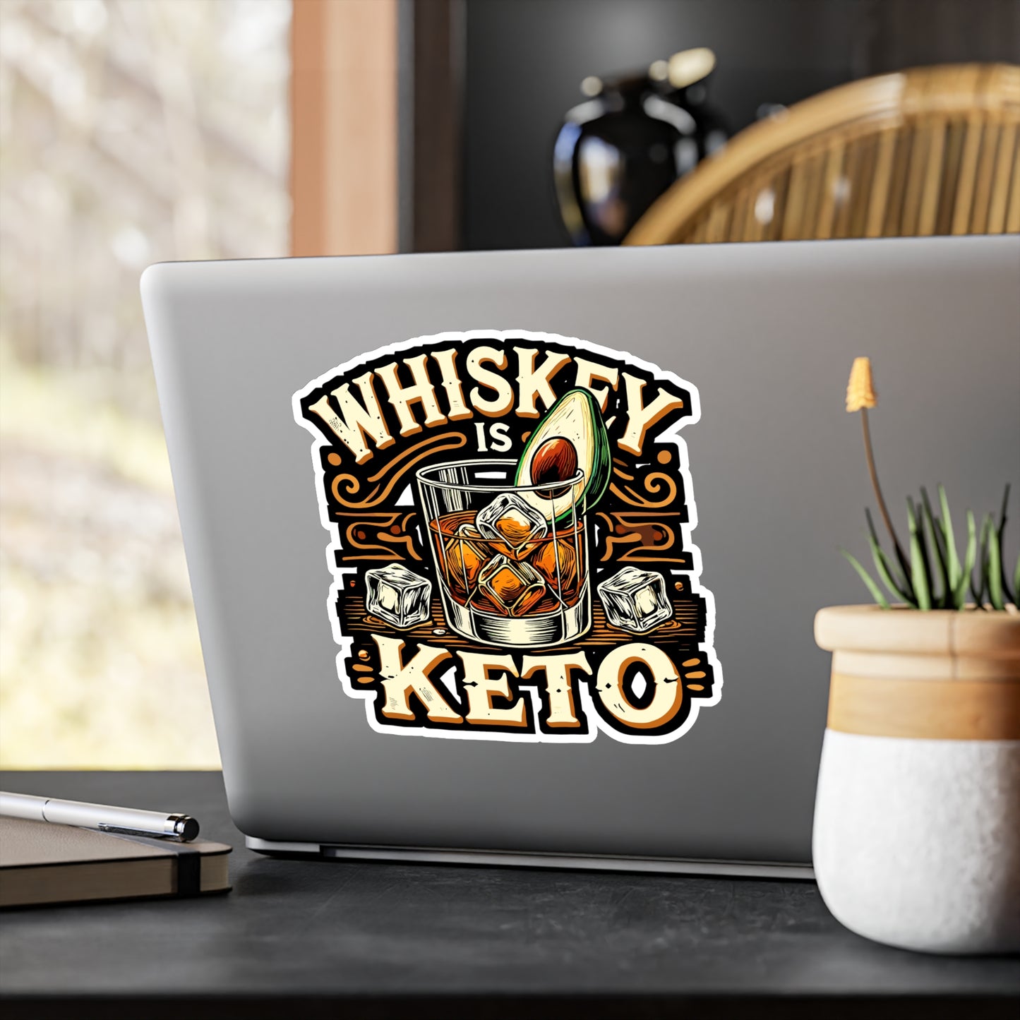 Whiskey Is Keto - Keto Sticker for Car Window Laptop Sticker. Water Bottle Sticker, Vinyl Whiskey Decal, Low carb Sticker - Keto Gift
