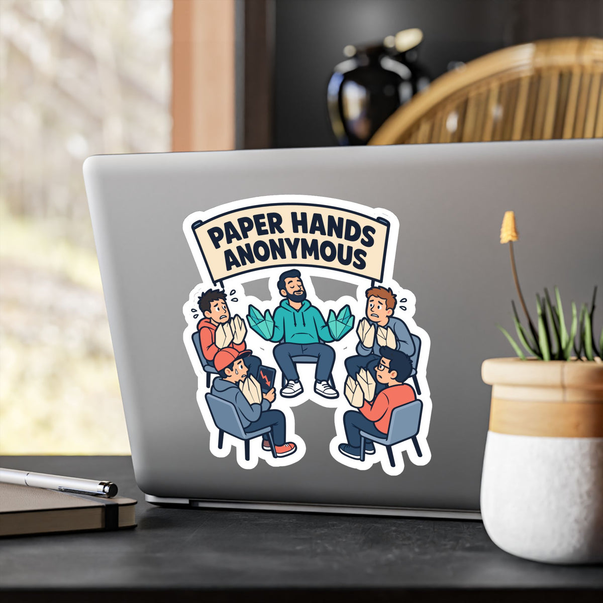 Day Trading Sticker - Paper Hands Anonymous Decals for the Stock Market and Forex Trader, Laptop or Water Bottle