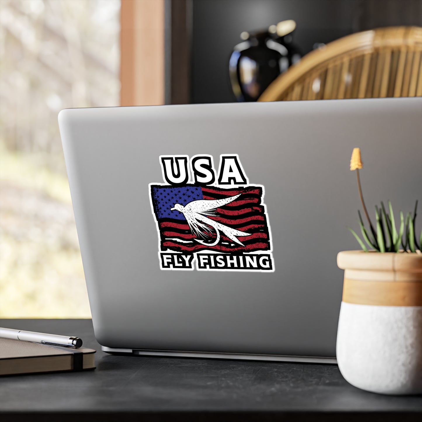 USA Fly Fishing | Fishing Sticker | Angling Decals | Lake Laptop Sticker | Fishing Gift | Angling Gift