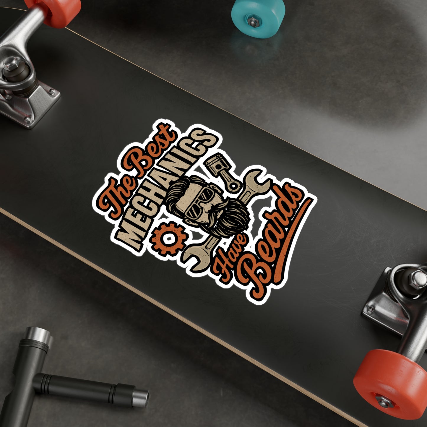 The Best Mechanics Have Beards – Mechanic Sticker for Laptop, Water Bottle & Tool Box | Vinyl Grease Decal, Funny Auto Repair Gift