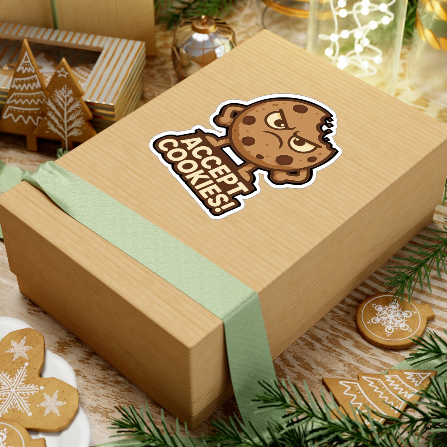 Cookie Sticker - Accept Cookies Funny Internet Privacy Decals for Laptop, Water Bottle, Waterproof Vinyl Consent Stickers