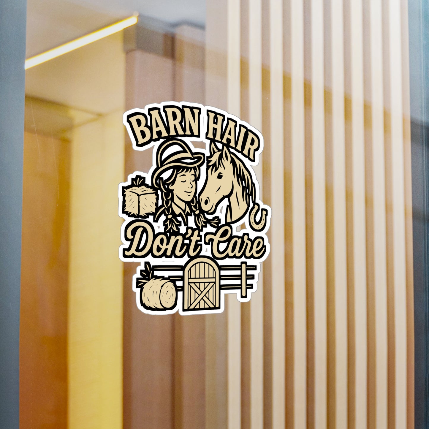 Barn Hair Don't Care - Horse Sticker for Laptop, Water Bottle - Equestrian Gift for Riders, Girls, Teens