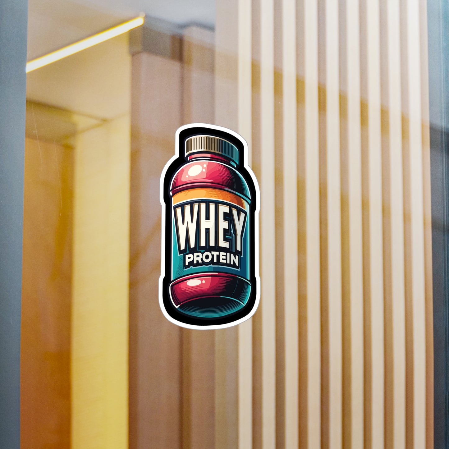 Whey Protein Muscle - Workout Sticker for Car Window Laptop Sticker. Water Bottle Sticker, Vinyl Protein Decal, Whey Sticker - Workout Gift