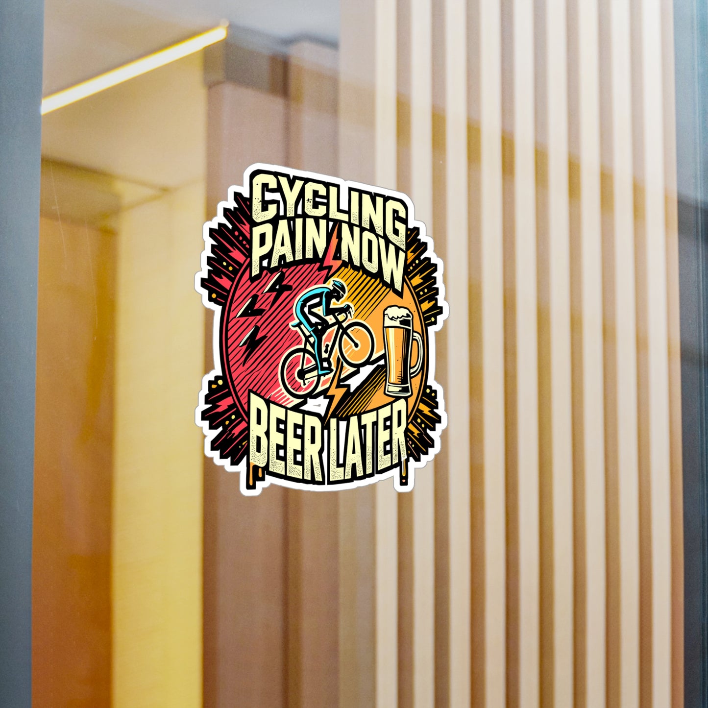Cycling Pain Now Beer Later – Vinyl Cycling Sticker for Laptop & Water Bottle | Cycling Gift for Enthusiasts
