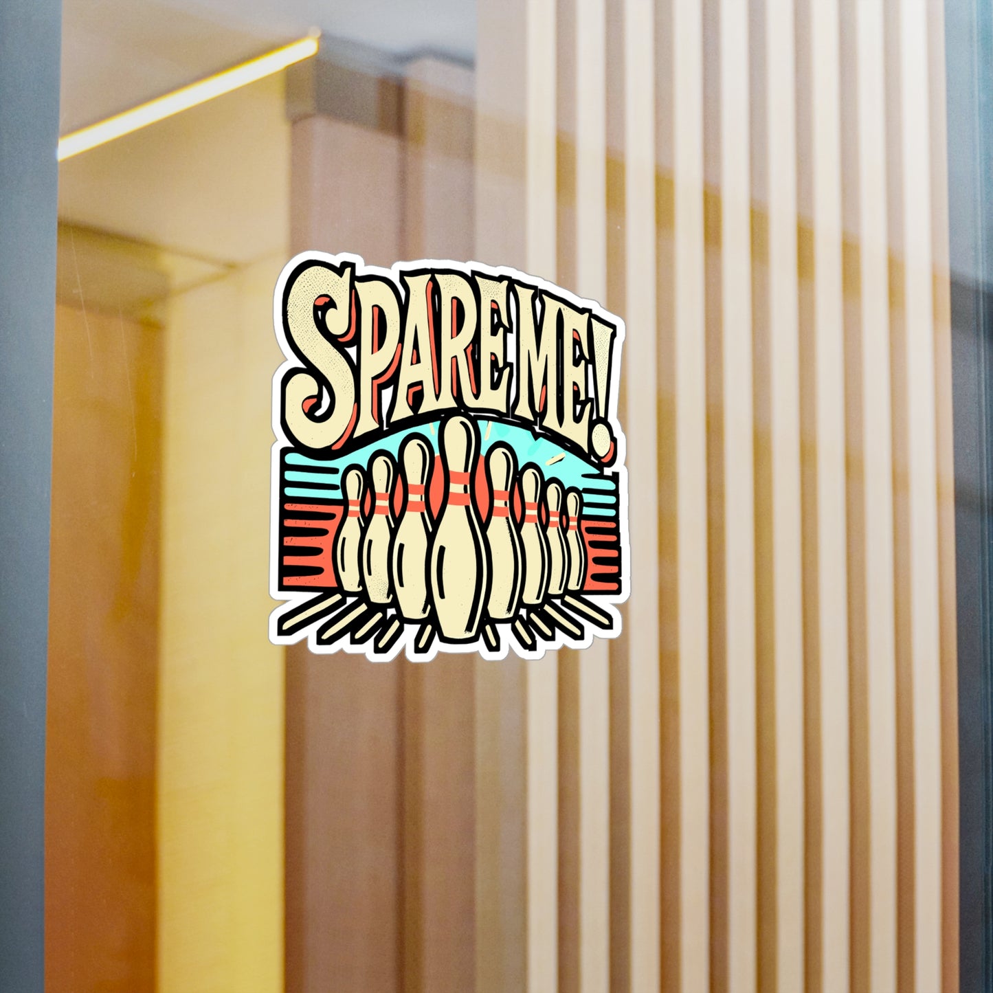 Spare Me! Bowling Sticker – Funny Vinyl Decal for Laptop, Water Bottle, Helmet, Notebook, Car Window | Retro Bowling Gift for Players, Coaches, Teams, Bowling Fans