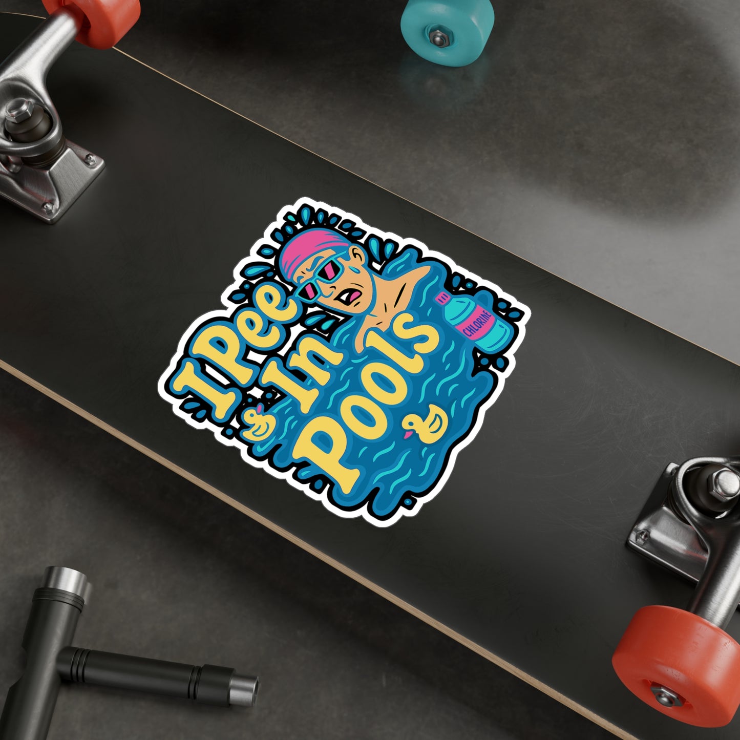 Swimming Sticker – Funny "I Pee In Pools" Decals for Swimmer or Scuba-Diver, Waterproof Vinyl Swimming Sticker for Laptop, Water Bottle, Pool Accessories