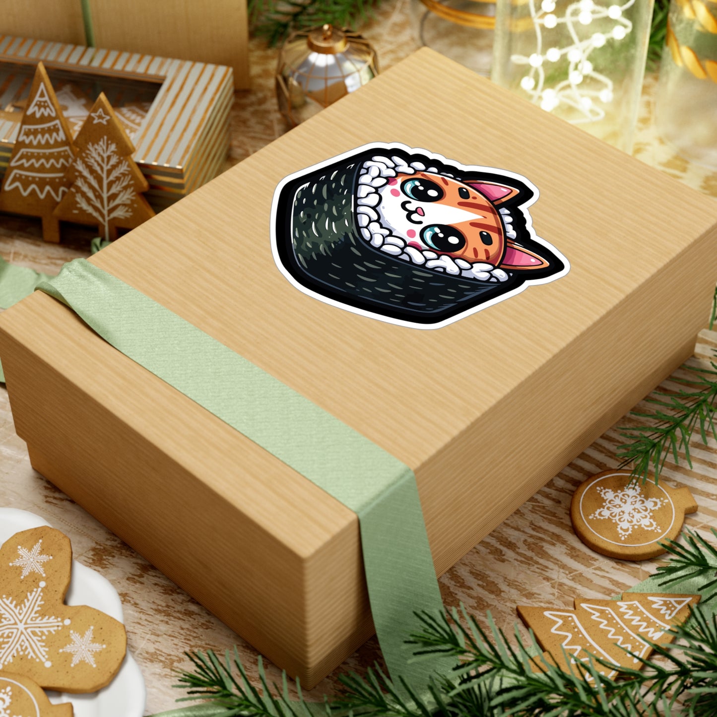 Sushi Cat - Sushi Sticker for Car Laptop Sticker. Water Bottle Sticker, Vinyl Fish Decal, Rolls Sticker - Sushi Gift