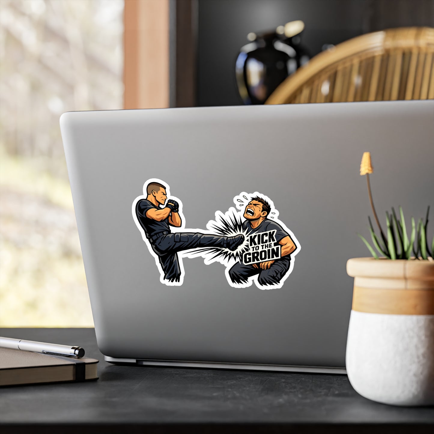 Krav Maga Sticker Kick to the Groin Design – Waterproof Vinyl sticker decals for Laptop, Water Bottle, Martial Arts Self Defense Fitness