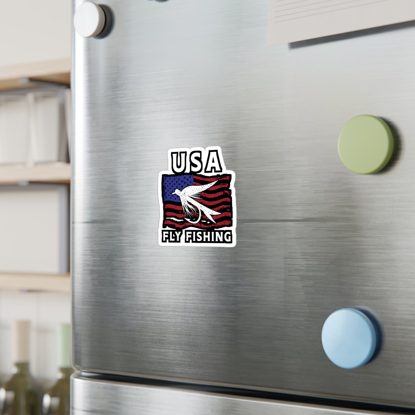USA Fly Fishing | Fishing Sticker | Angling Decals | Lake Laptop Sticker | Fishing Gift | Angling Gift