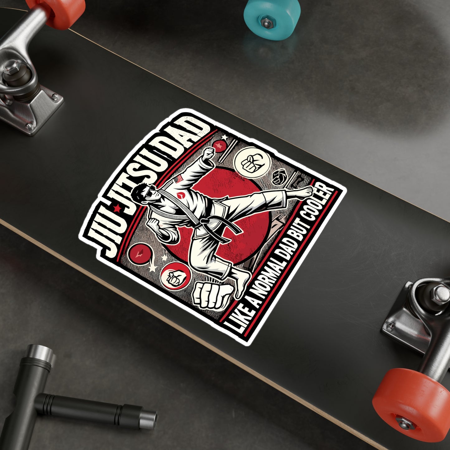 Jiu Jitsu Dad Like a Normal Dad But Cooler - Jiu-jitsu Sticker for Laptop Sticker. Water Bottle Sticker, Vinyl BJJ Decal - Jiu-jitsu Gift