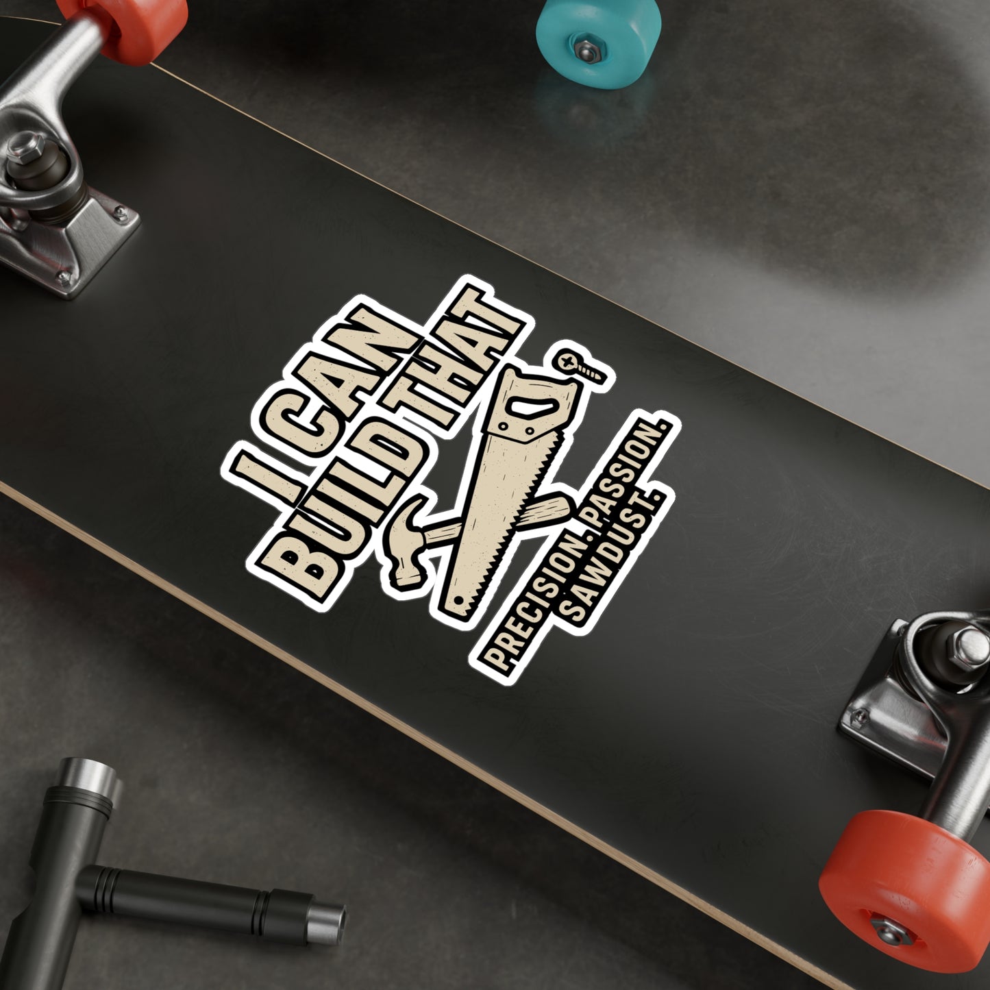 I Can Build That – Carpenter Sticker for Laptop or Water Bottle | Vinyl Hammer Decal, Funny Woodworker Gift