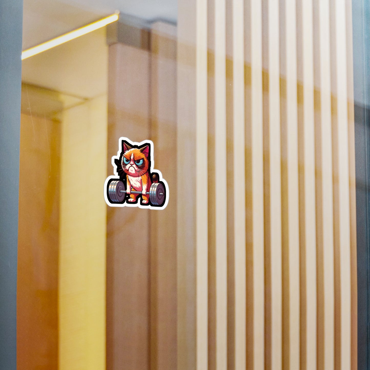 Deadlift Cat Bodybuilding - Weightlifting Sticker for Laptop Sticker. Water Bottle Sticker, Vinyl Muscles Decal - Weightlifting Gift