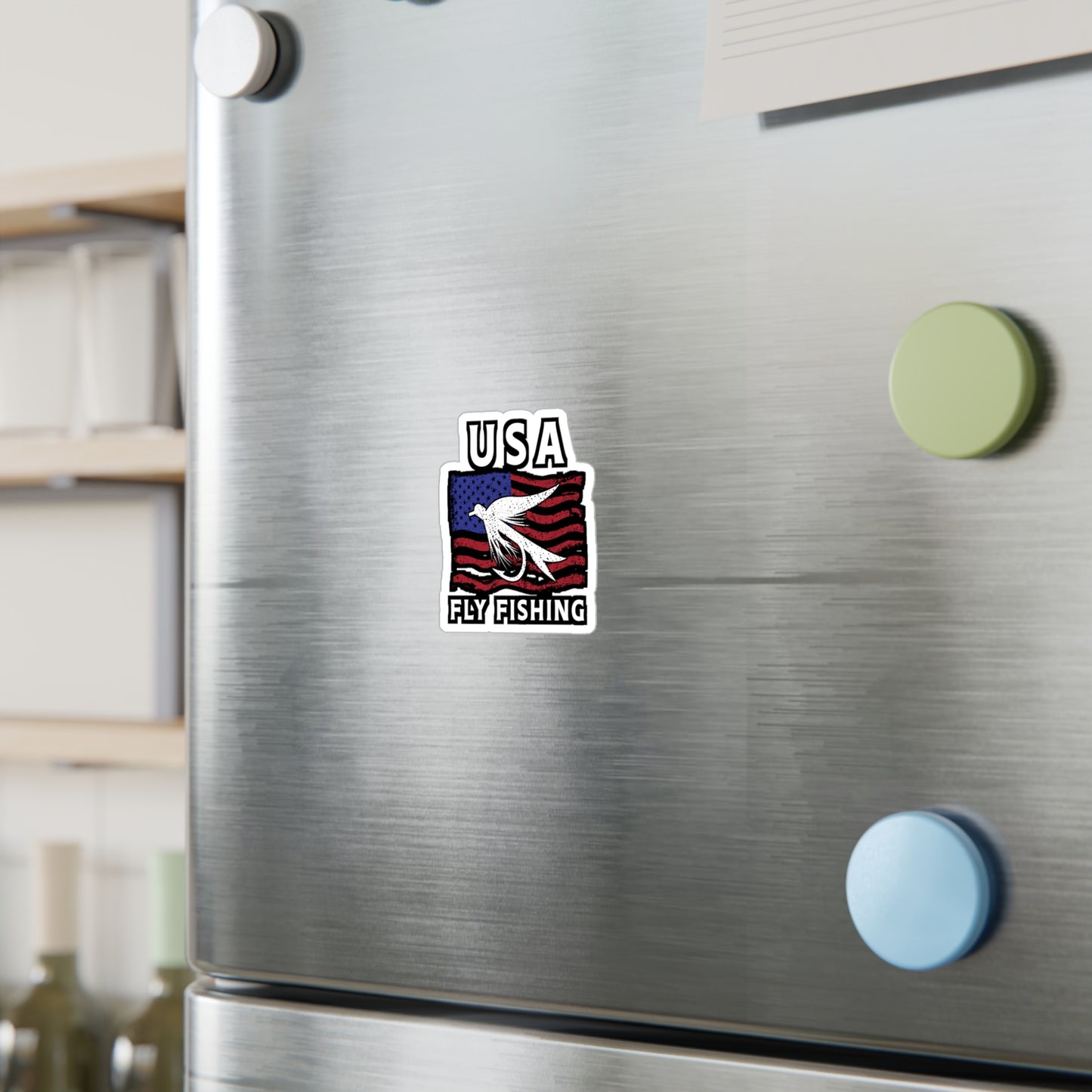 USA Fly Fishing | Fishing Sticker | Angling Decals | Lake Laptop Sticker | Fishing Gift | Angling Gift