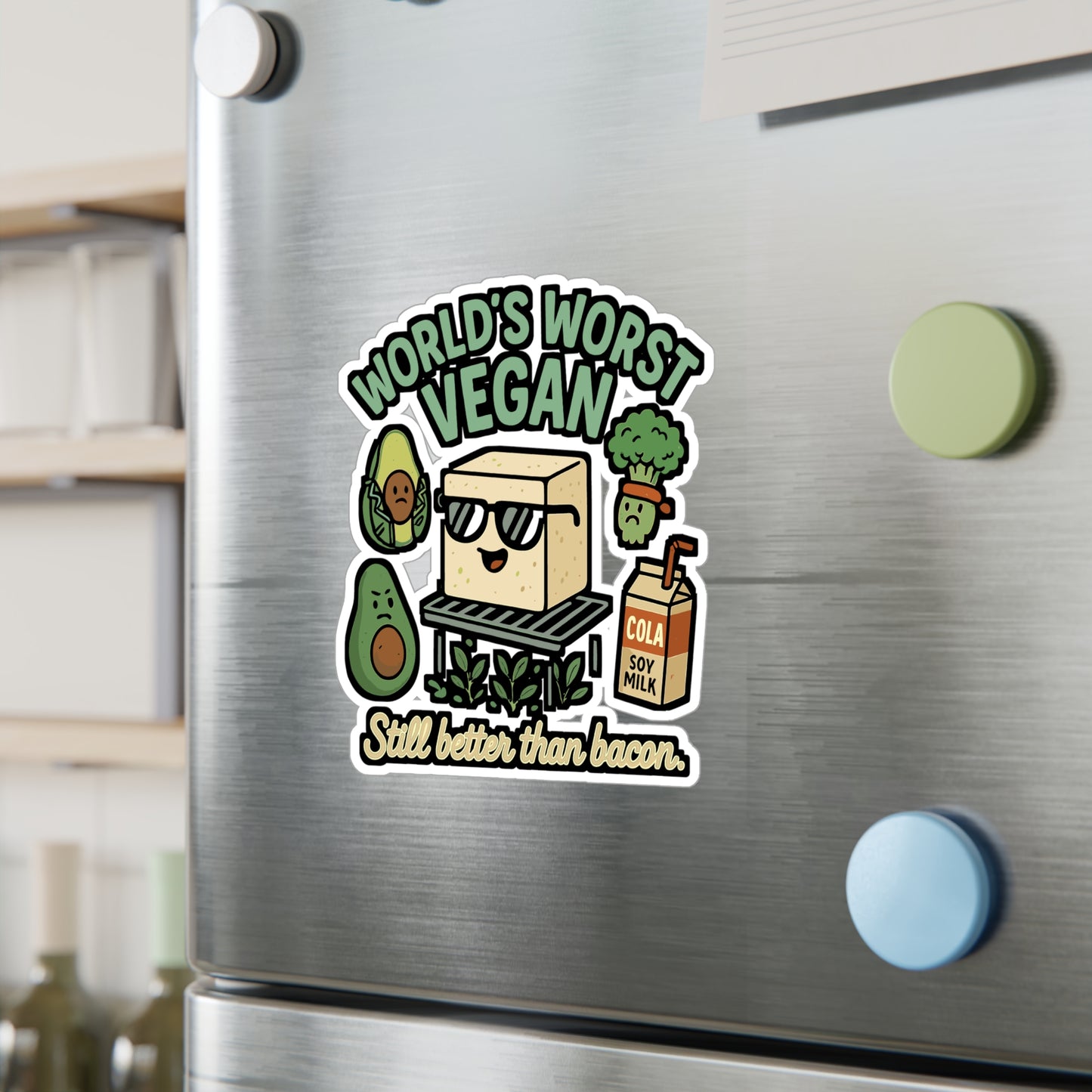 Vegan Sticker – "World's Worst Vegan" Funny Decals for Laptop, Water Bottle, Vegetarian Carnivore Gift, Waterproof Vinyl