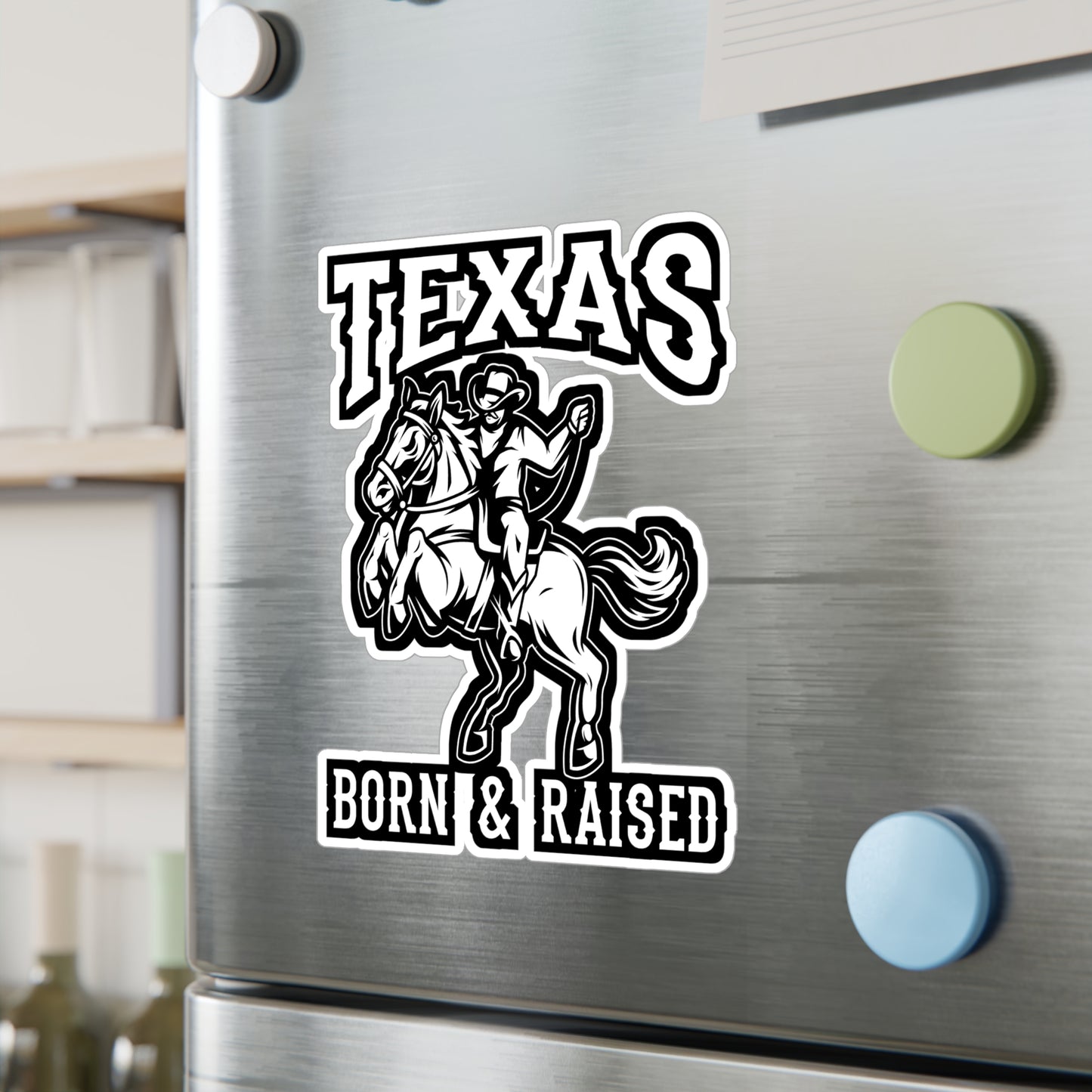 Texas Born & Raised - Cowboy Sticker for Car Window Laptop Sticker. Water Bottle Sticker, Vinyl Cowgirl Decal, Western Sticker - Cowboy Gift