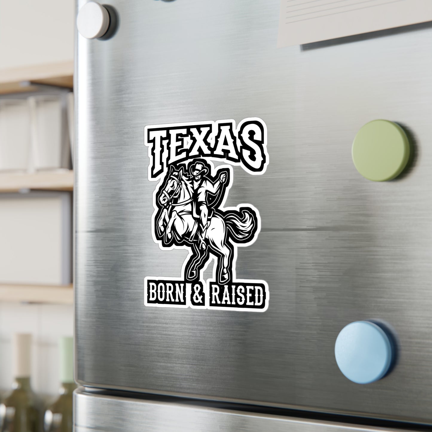 Texas Born & Raised - Cowboy Sticker for Car Window Laptop Sticker. Water Bottle Sticker, Vinyl Cowgirl Decal, Western Sticker - Cowboy Gift