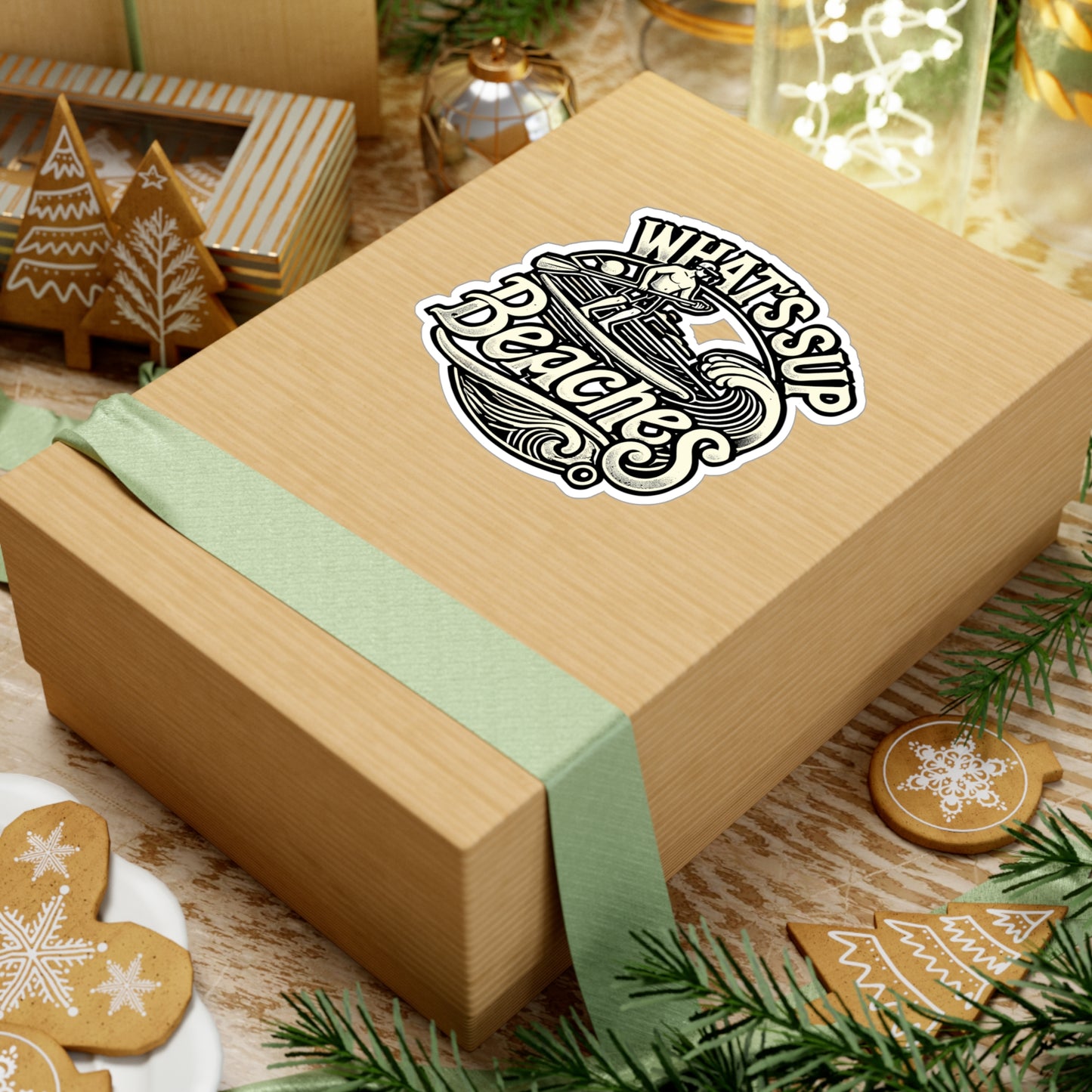 What’s SUP Beaches – Paddleboarding Sticker for Laptop or Water Bottle | Funny SUP Gift, Surfer Vinyl Decal