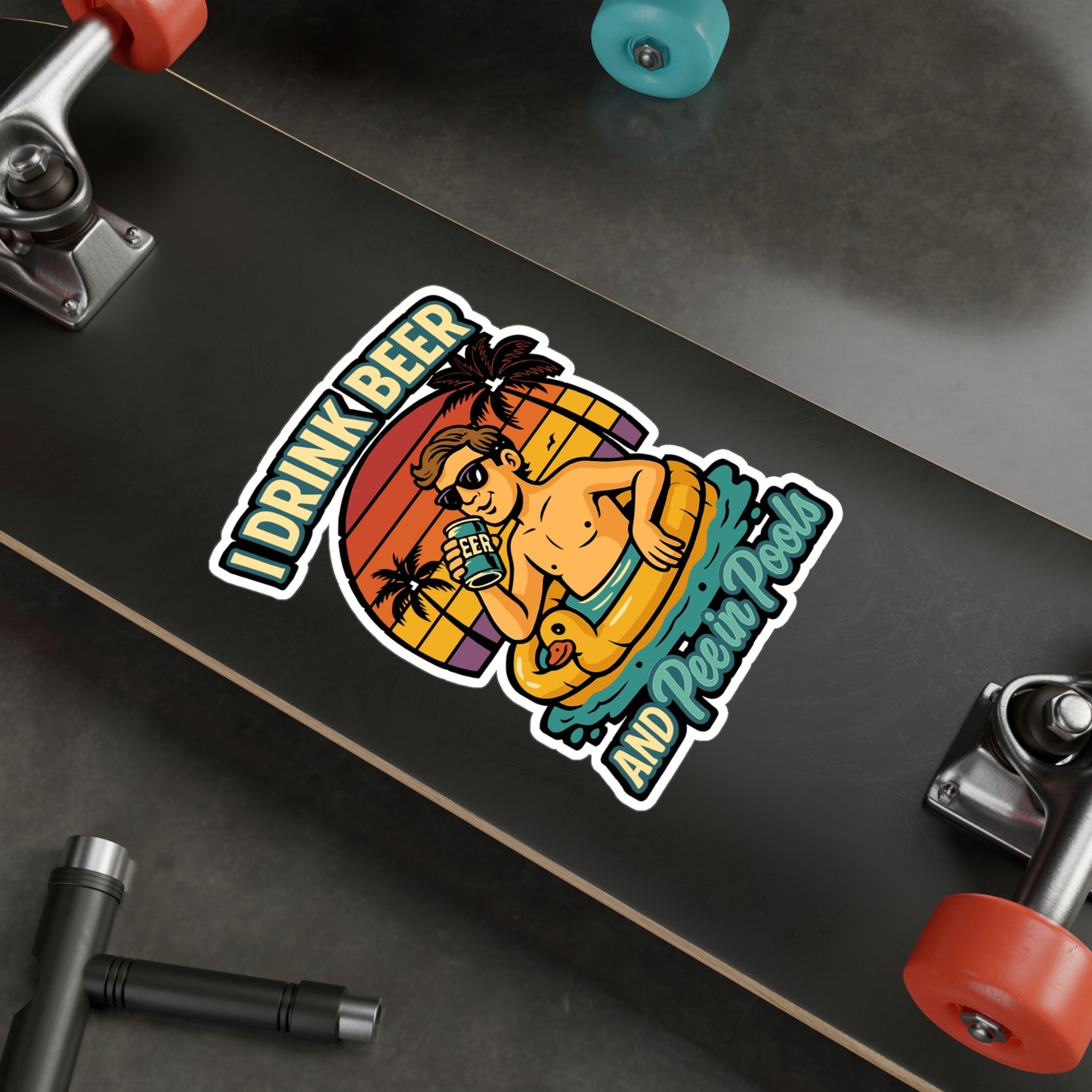 Beer Sticker – Funny "I Drink Beer And Pee In Pools" Decals for Swimmer, Scuba-Diver, Waterproof Vinyl for Laptop, Water Bottle