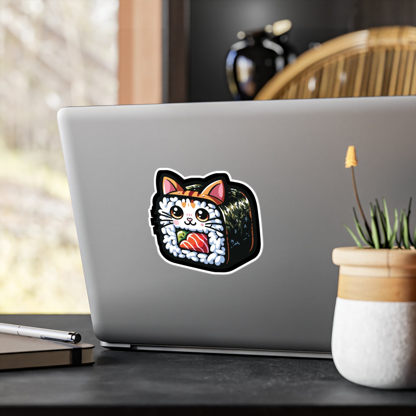 Sushi Cat - Sushi Sticker for Car Window Laptop Sticker. Water Bottle Sticker, Vinyl Fish Decal, Rolls Sticker - Sushi Gift