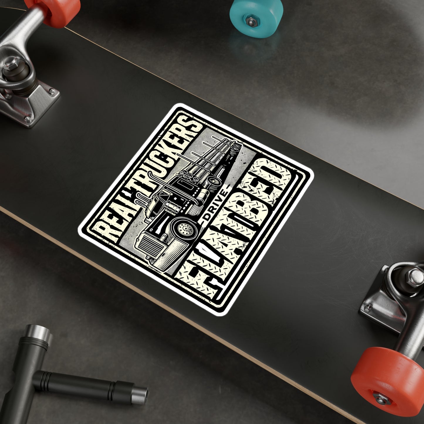 Real Truckers Drive Flatbed - Truckers Sticker for Laptop Sticker. Water Bottle Sticker, Vinyl Flatbed truck Decal - Truckers Gift