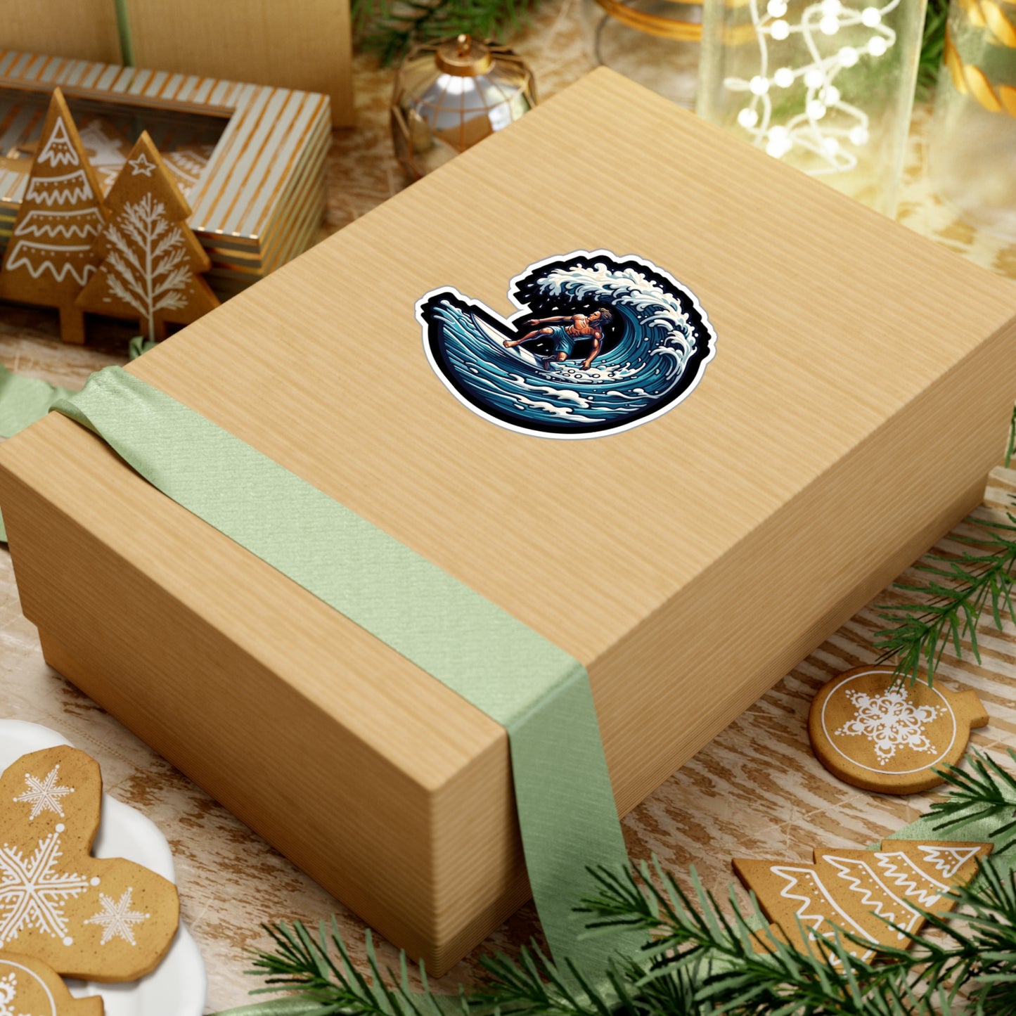 Surfboard Wave Surfer - Surfing Sticker for Laptop Sticker. Water Bottle Sticker, Vinyl Surf Decal - Surfing Gift