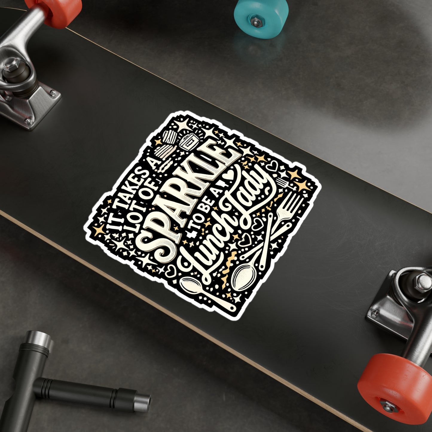 It Takes A Lot Of Sparkle To Be A Lunch Lady - Lunch lady Sticker for Laptop Sticker. Water Bottle Sticker, Vinyl School lunch Decal - Lunch lady Gift