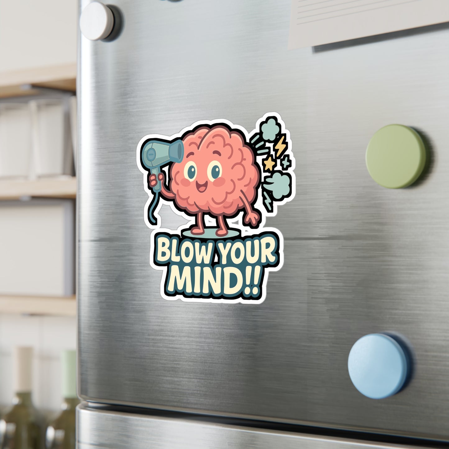 Brain Sticker – "Blow Your Mind" Creative Quirky Decal for Laptop or Water Bottle, Vinyl Waterproof Intelligence Gift