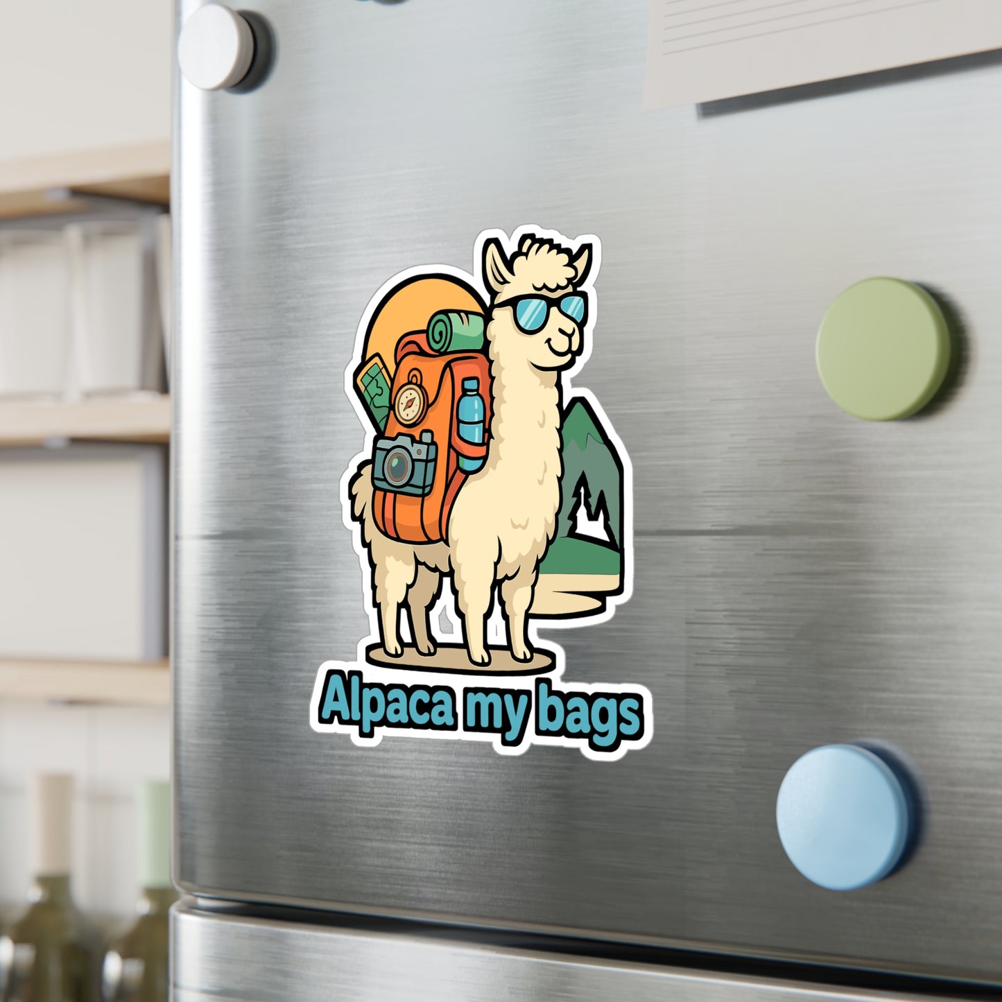 Alpaca Sticker – "Alpaca My Bags" Adventure Decal for Laptop, Travel Backpack, Waterproof Vinyl Decor for Water Bottle