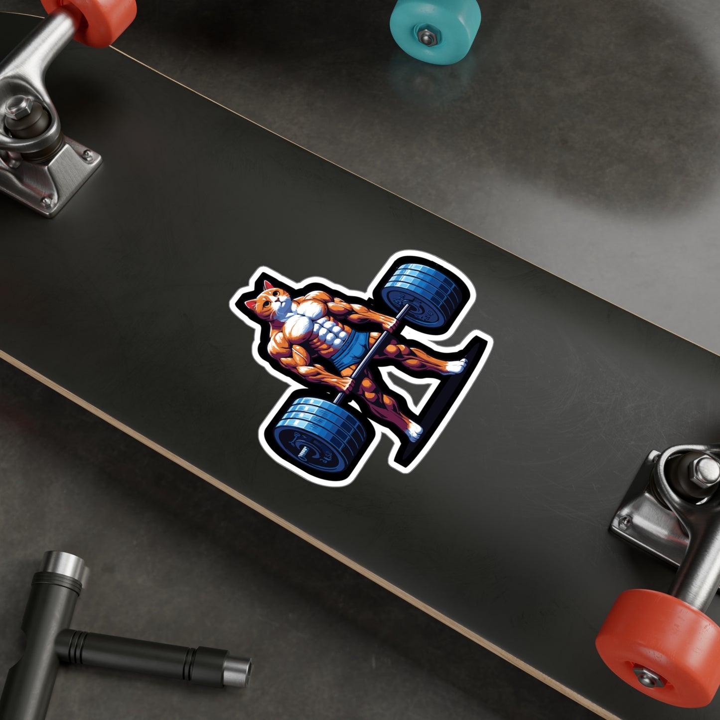 Deadlift Cat Bodybuilding - Weightlifting Sticker for Laptop Sticker. Water Bottle Sticker, Vinyl Muscles Decal - Weightlifting Gift