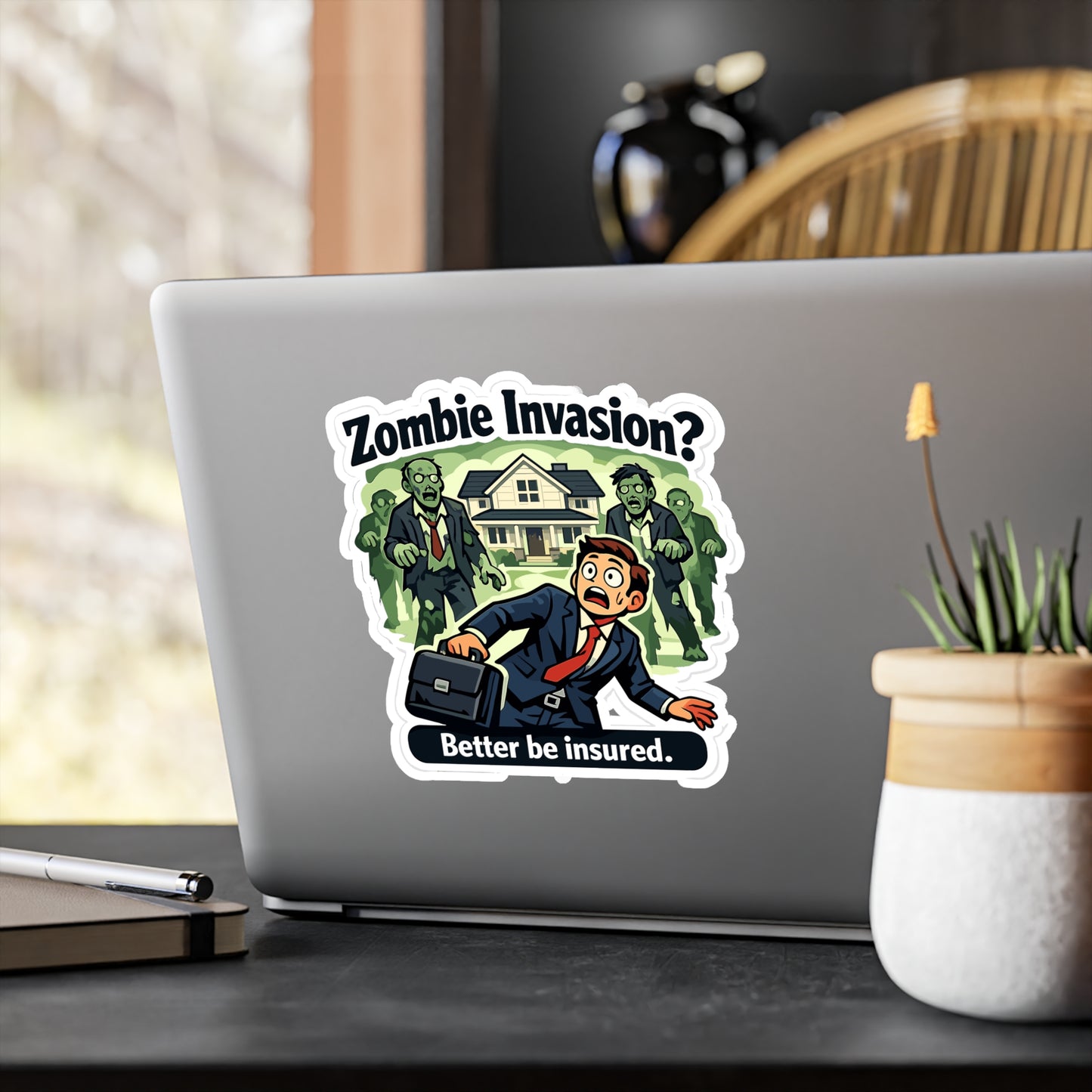 Insurance Agent Sticker Zombie Invasion? Funny Policy Premium Liability Vinyl Waterproof Decals for Laptop Water Bottle