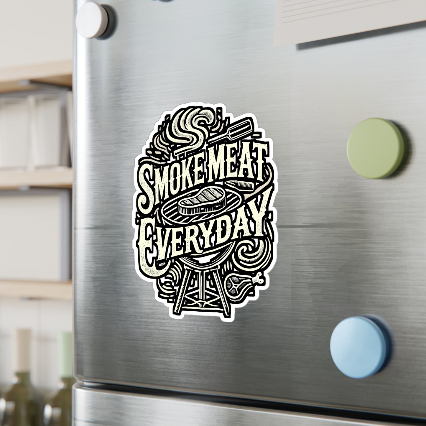Smoke Meat Everyday – BBQ Sticker for Car, Laptop, Water Bottle | Vinyl Smoker Decal, Barbecue Gift for Grill Lovers