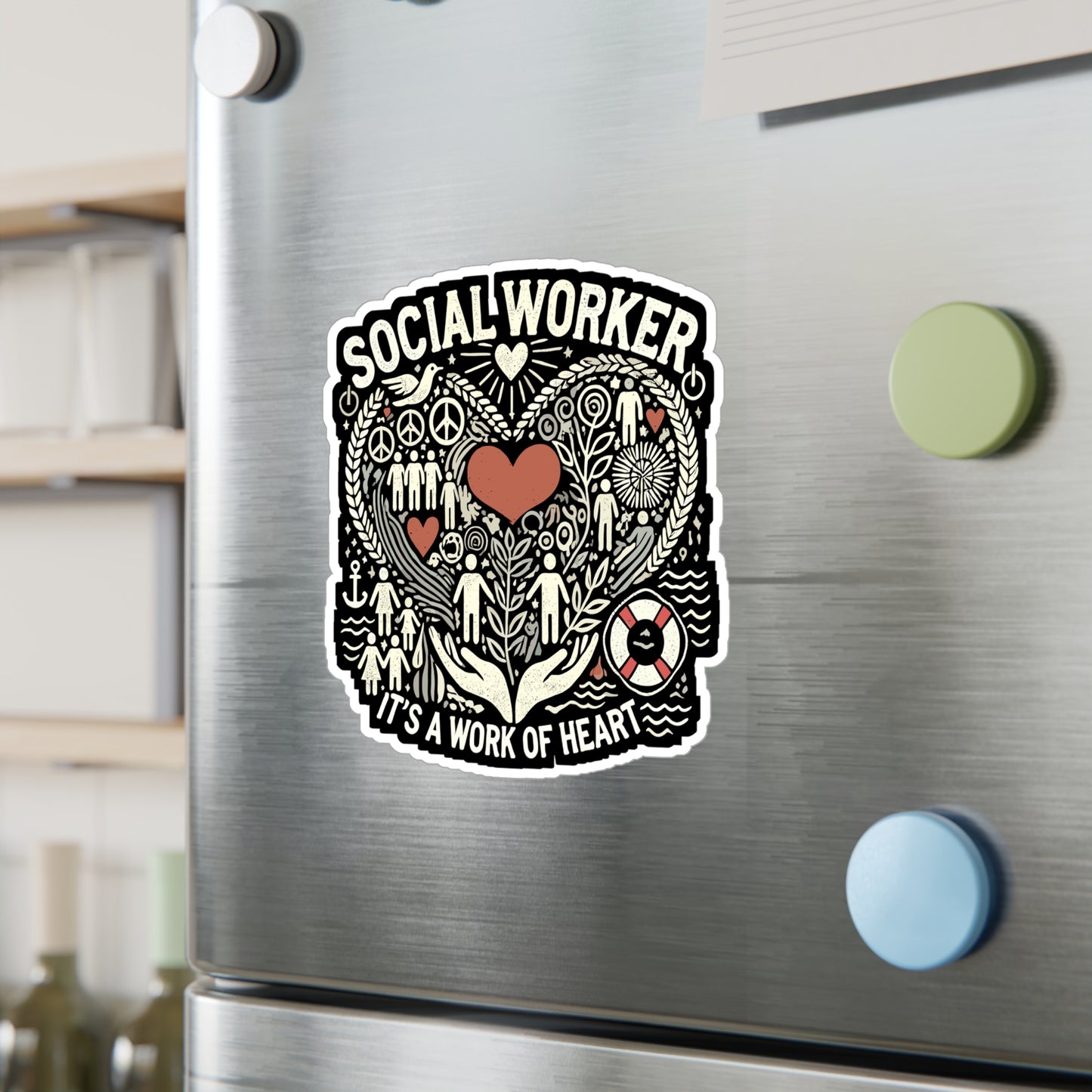 Social Worker It's A Work of Heart - Social worker Sticker for Laptop Sticker. Water Bottle Sticker, Vinyl Social work Decal - Social worker Gift