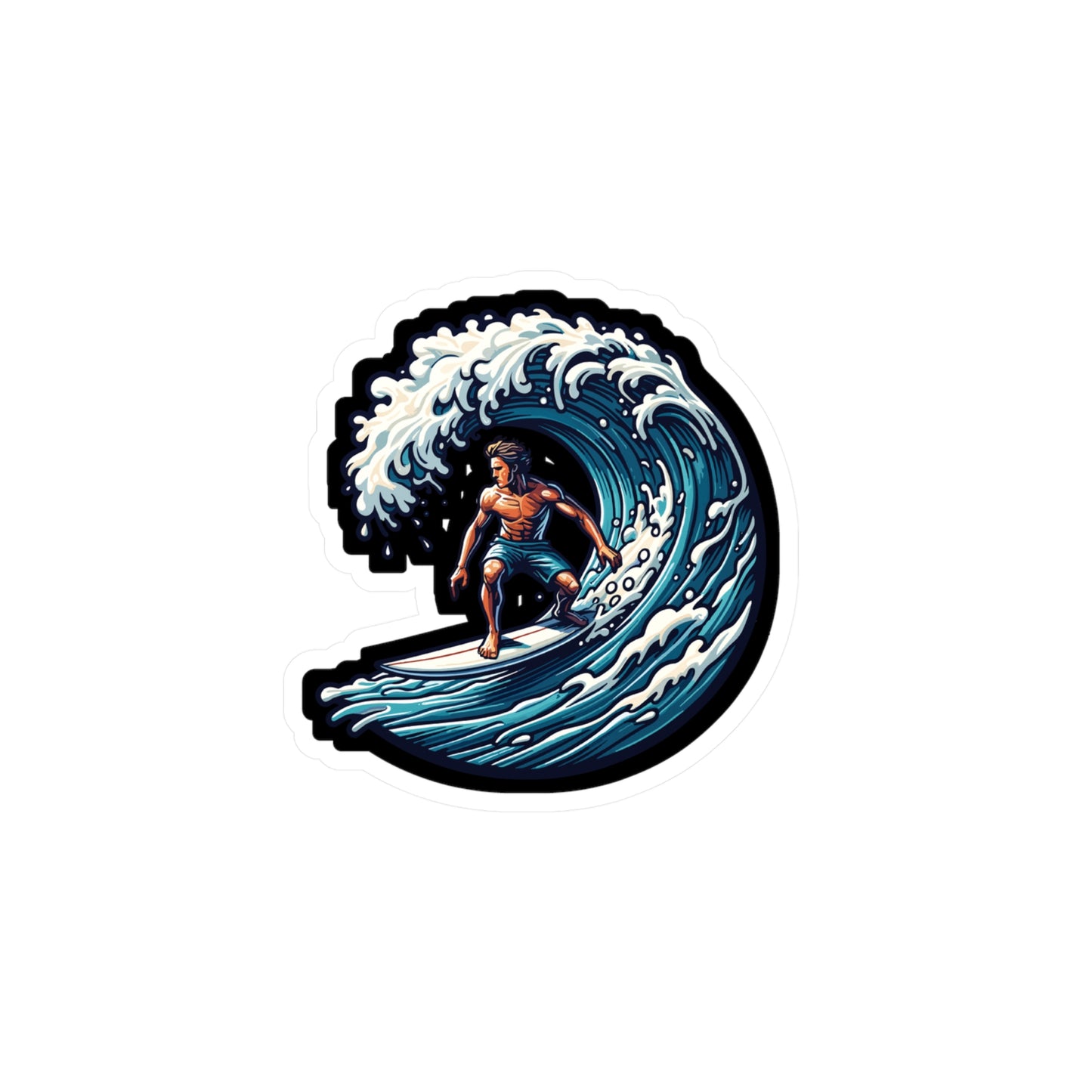 Surfboard Wave Surfer - Surfing Sticker for Laptop Sticker. Water Bottle Sticker, Vinyl Surf Decal - Surfing Gift