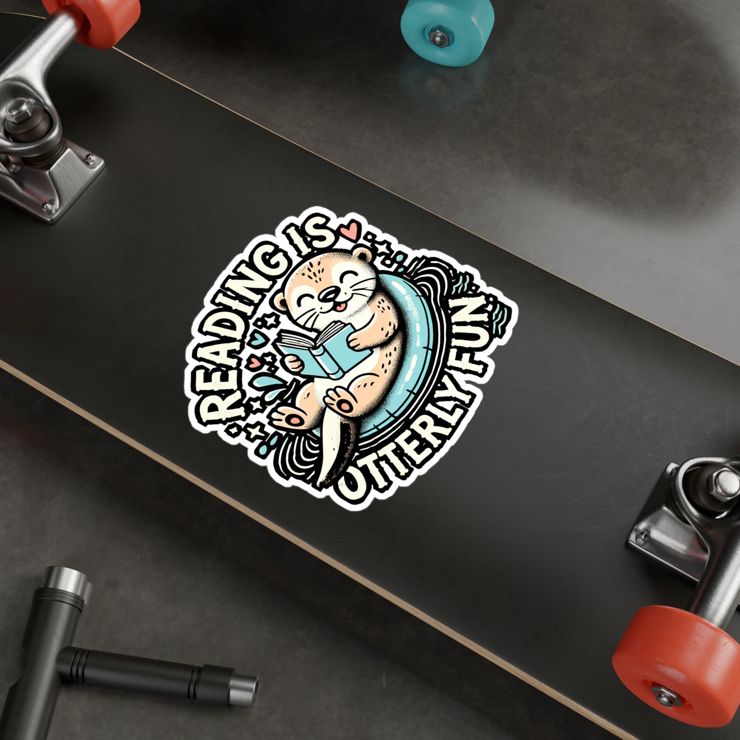 Reading Is Otterly Fun – Vinyl Otter Decal for Car Window, Laptop & Water Bottle | Books Gift, Reading Sticker