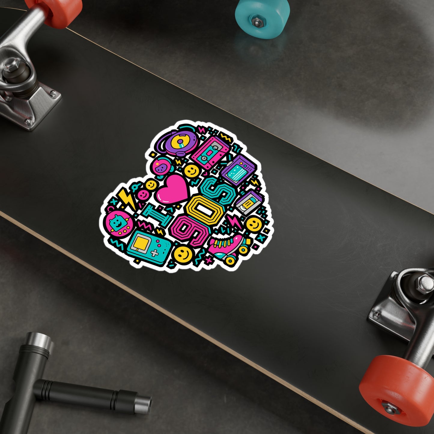 I Love 90s - Retro Sticker for Laptop, Water Bottle - Gift for 90s Lovers, Nostalgia Fans, Teens